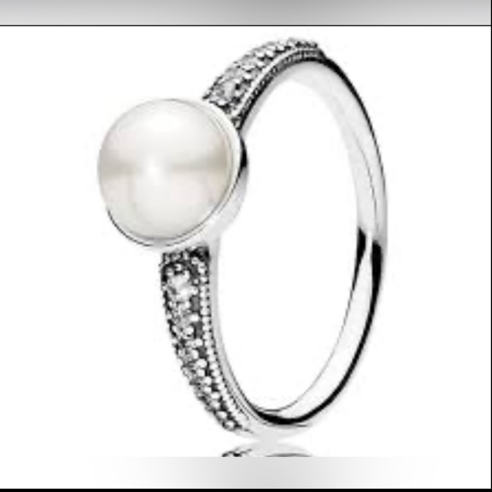 Pandora Freshwater Pearl and Cubic Zirconia Sterling Silver ring